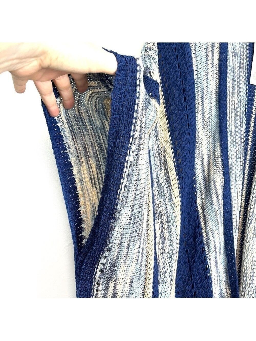 Chico's Blue Crochet Knit Duster Topper Large - Picture 4 of 8